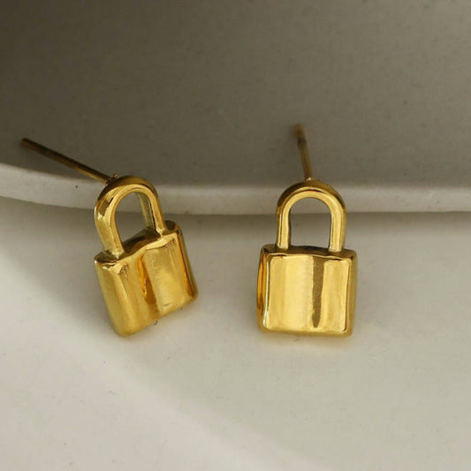 Boucles d'oreilles clous mini cadenas JUNI