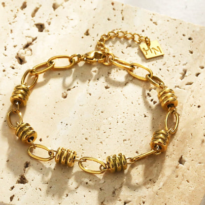 KAMA Oval-Links & Adjoined Beads Statement Bracelet