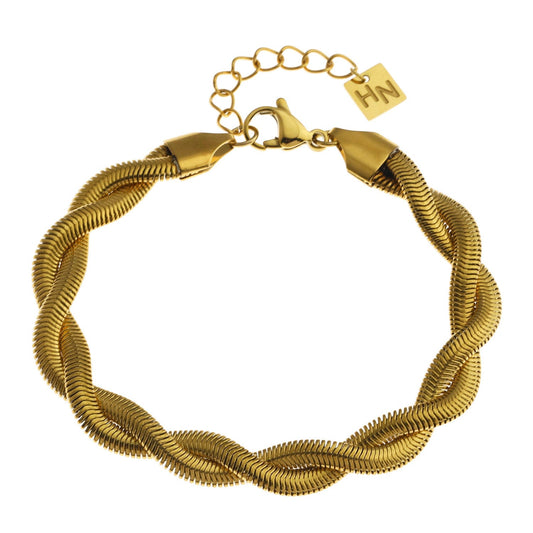 Modèle GALENA : Bracelet duo chaînes entrecroisées motif peau de serpent