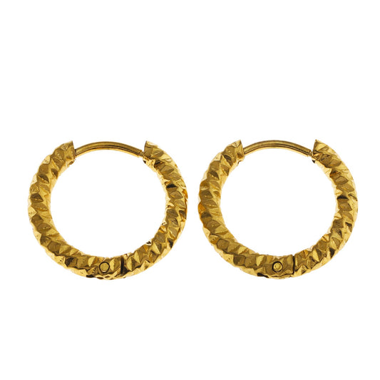VISCONTA Gold : Finition ciselée - Boucles d'oreilles mini créoles à surface texturée