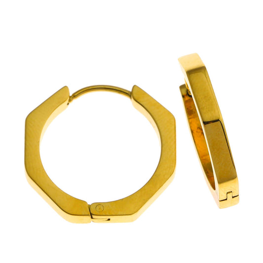 Boucles d'oreilles créoles contemporaines hexagonales BOLZANO Gold