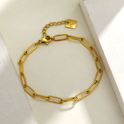 HAKILA: Essential Gold Chain Link Paper-Clip Bracelet