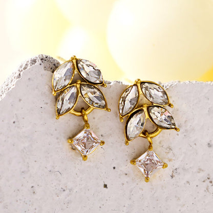 Style ESPERANZA: Vintage Inspired 'Floral Elegance' Earrings with Zirconia Gemstones