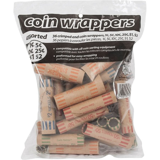 PAP-R Assorted Paper Coin Wrappers (36-Pack)