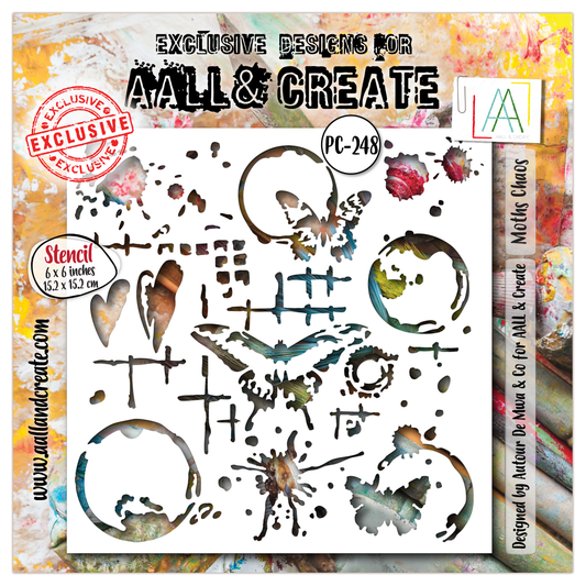 AALL and Create - 6"x6" Stencil - Moths Chaos