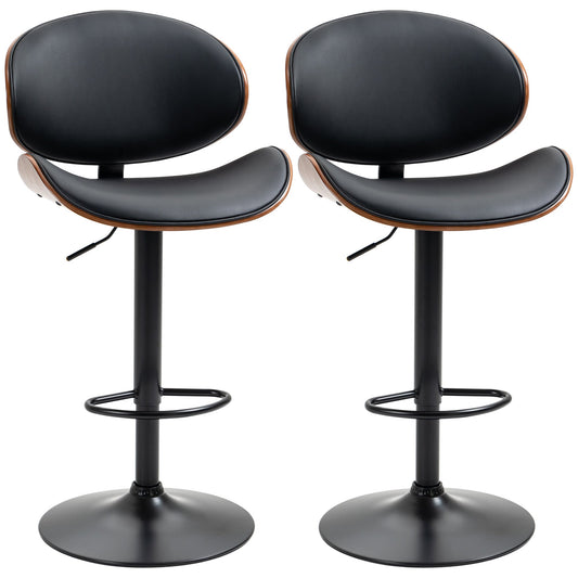 Tabourets de comptoir/bar réglables Alpine Modern avec siège pivotant-Lot de 2-Noir