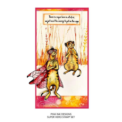 Pink Ink Designs Super Hero 6 in x 8 in Clear Stamp Set