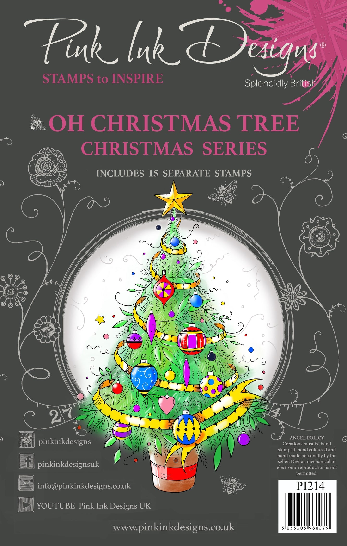 Pink Ink Designs Oh Christmas Tree 6 in x 8 in Clear Stamp Set