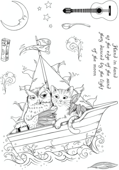 Pink Ink Designs The Owl & The Pussycat 6 in x 8 in Clear Stamp Set