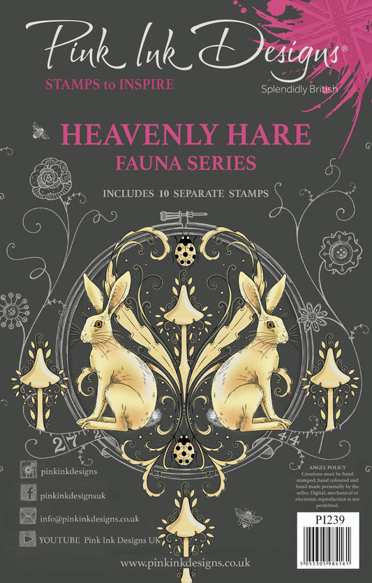 Pink Ink Designs Heavenly Hare 6 in x 8 in Clear Stamp Set