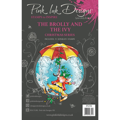 Pink Ink Designs The Brolly & The Ivy 6 in x 8 in Clear Stamp Set
