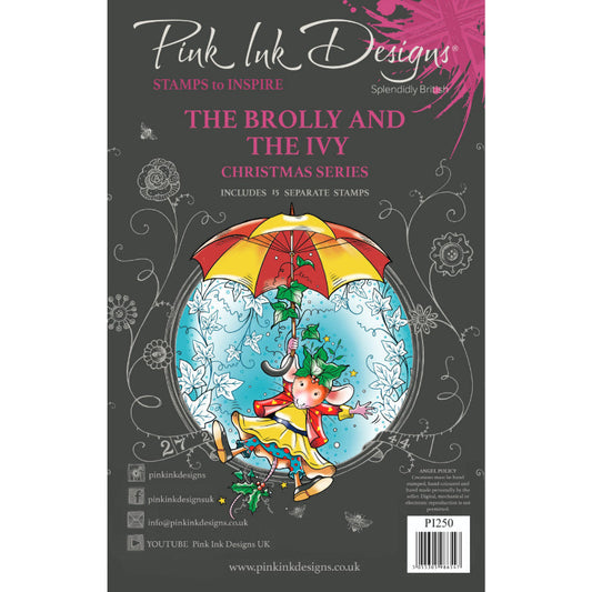 Pink Ink Designs The Brolly & The Ivy 6 in x 8 in Clear Stamp Set
