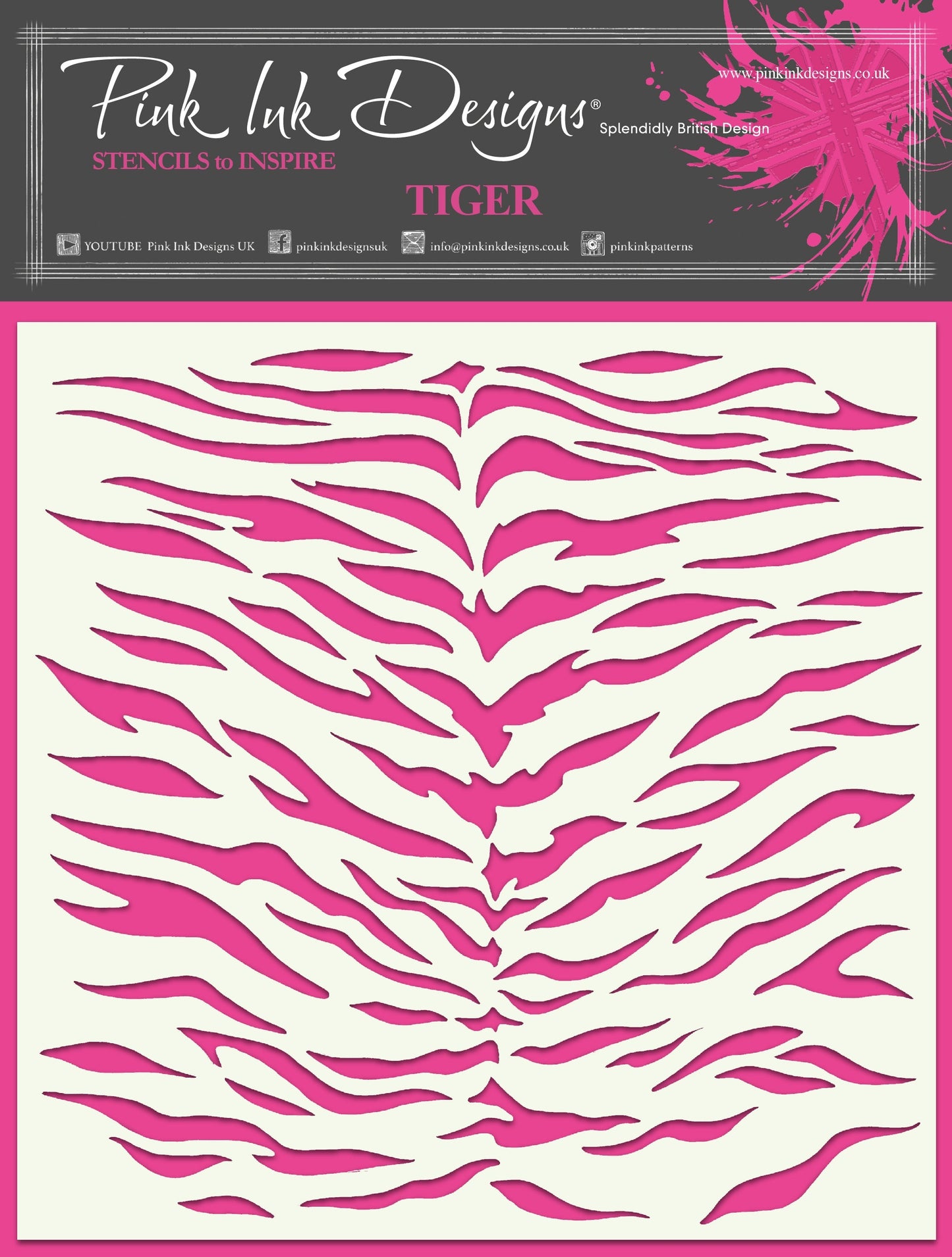 Pochoir Tigre Pink Ink Designs 7 po x 7 po