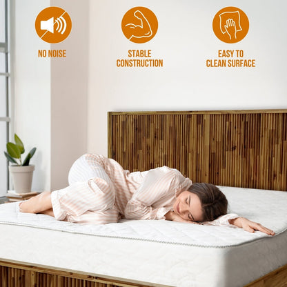 Megsu Bosk Acacia Wood Bed Frame with Headboard