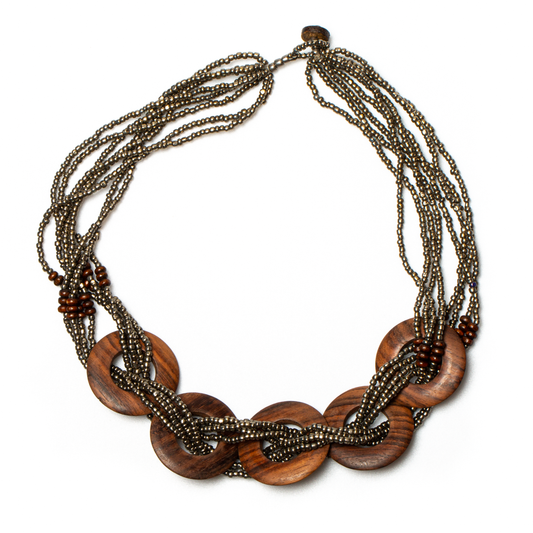 Collier en bois à plusieurs brins