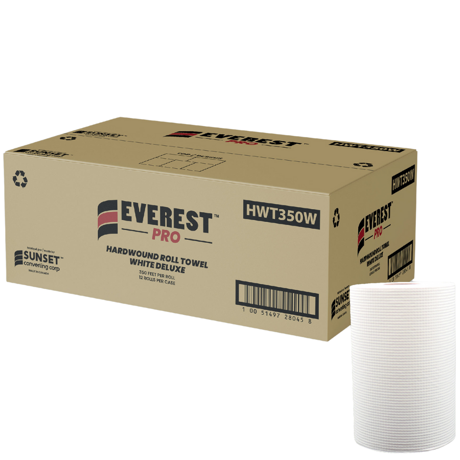 7.85" x 350' White Hand Towel Rolls - 12 Rolls