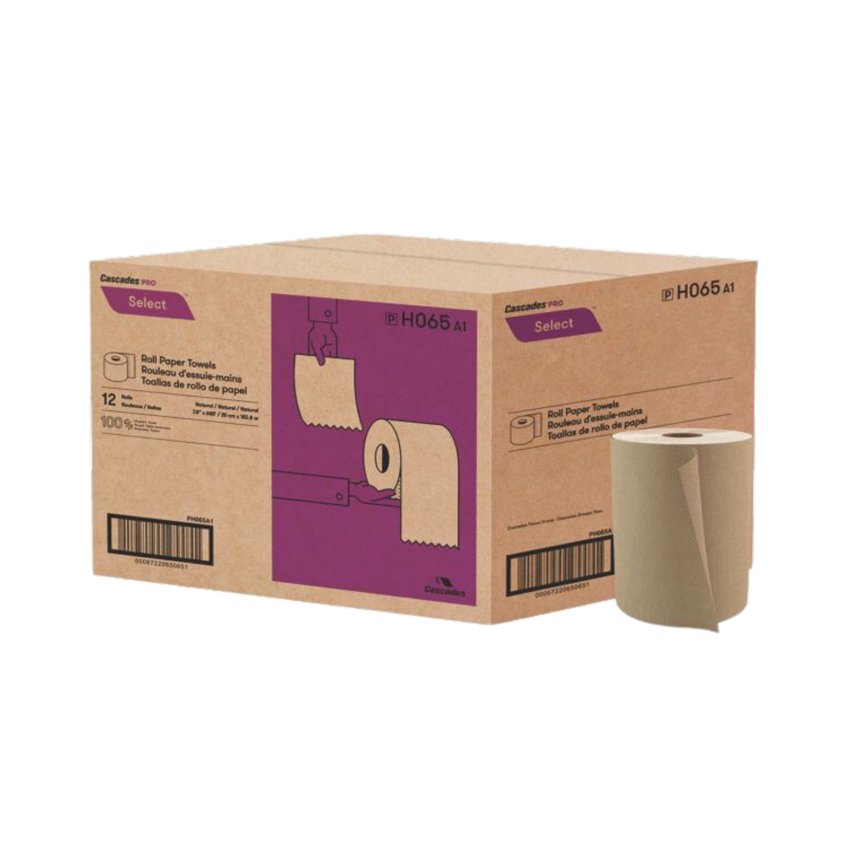 8" x 600' Kraft Hand Towel Rolls - 12 Rolls