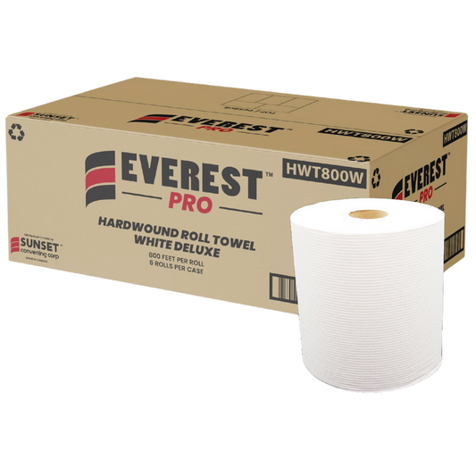 7.85" x 800' White Hand Towel Rolls - 6 Rolls
