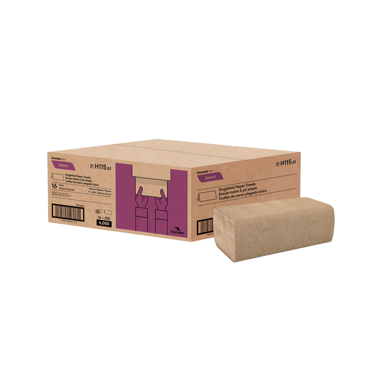 Kraft Singlefold Paper Hand Towel Sheets (4,000 Sheets/Case)