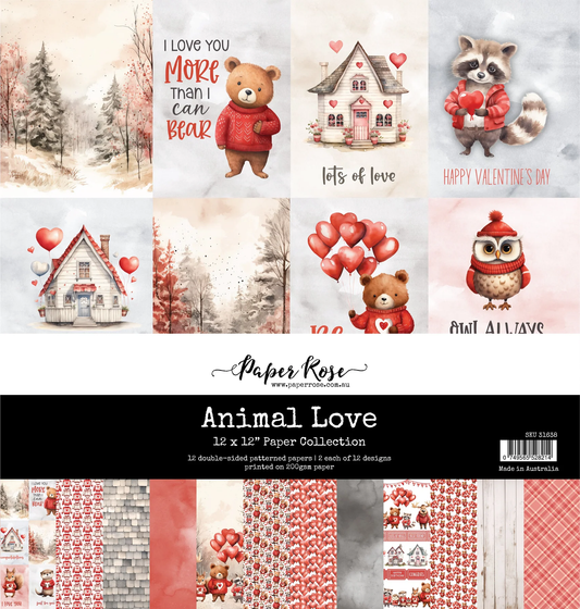 Collection de papiers Amour des animaux 30x30 cm 31638