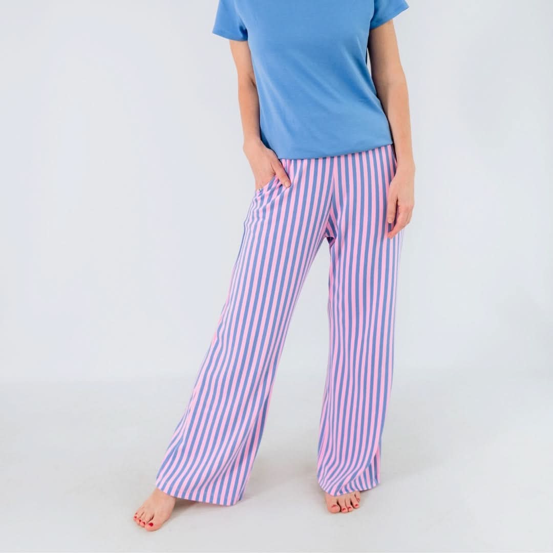 Ladies Bamboo Wide Leg Pants | Tidal Blue