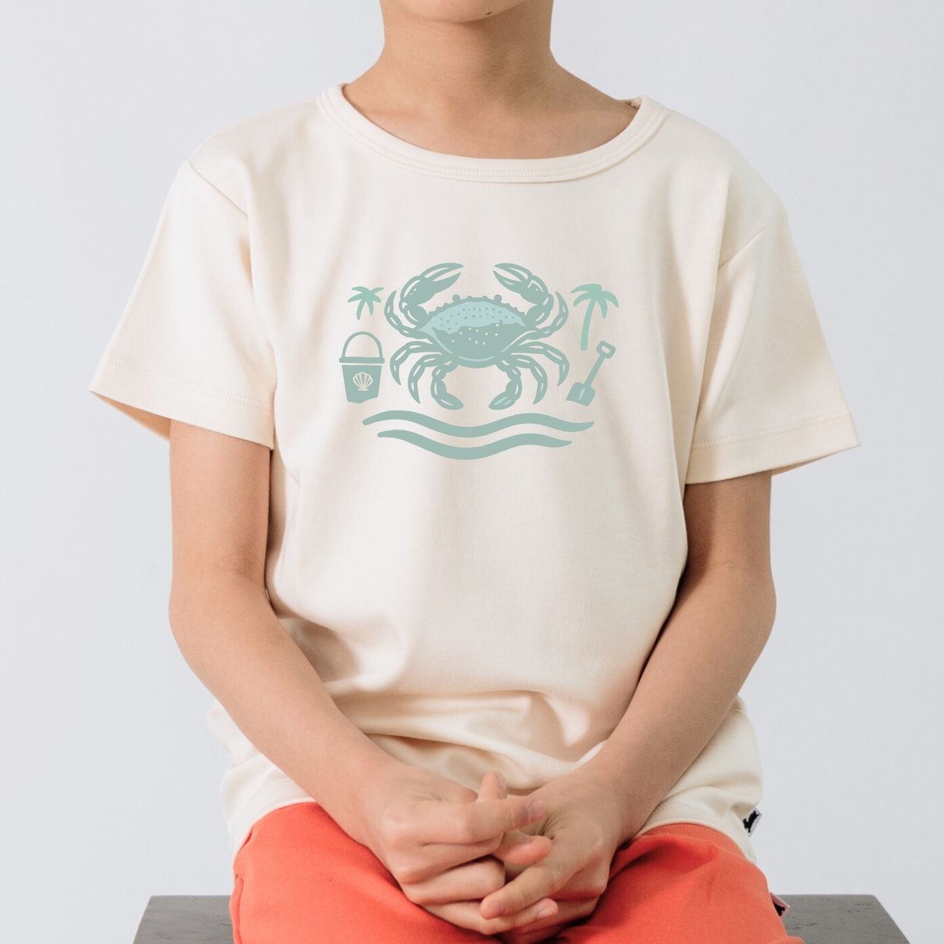 Youth Bamboo Graphic T-Shirt | "Happy Crab" | Cream
