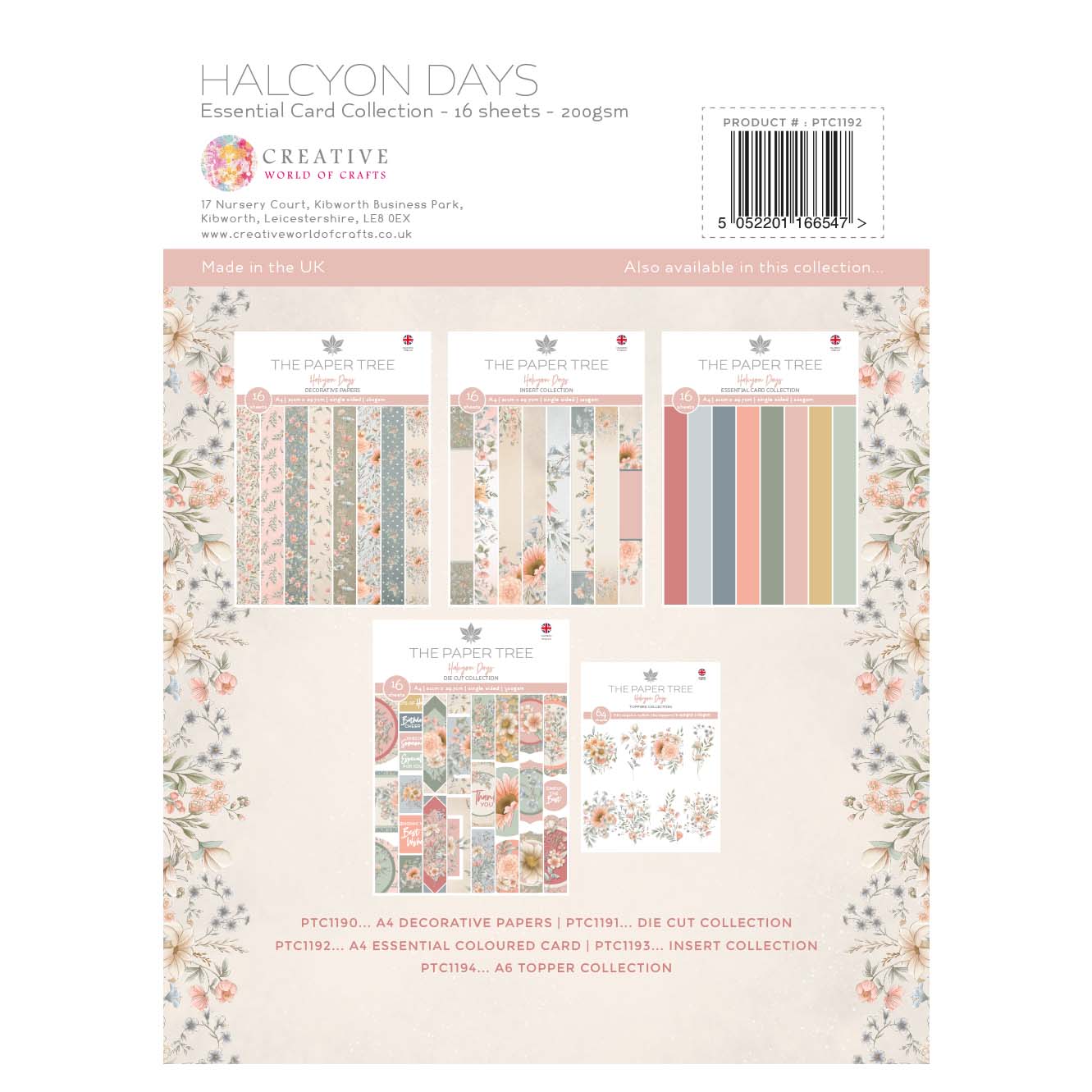 The Paper Tree Halcyon Days A4 Essential Colour Card