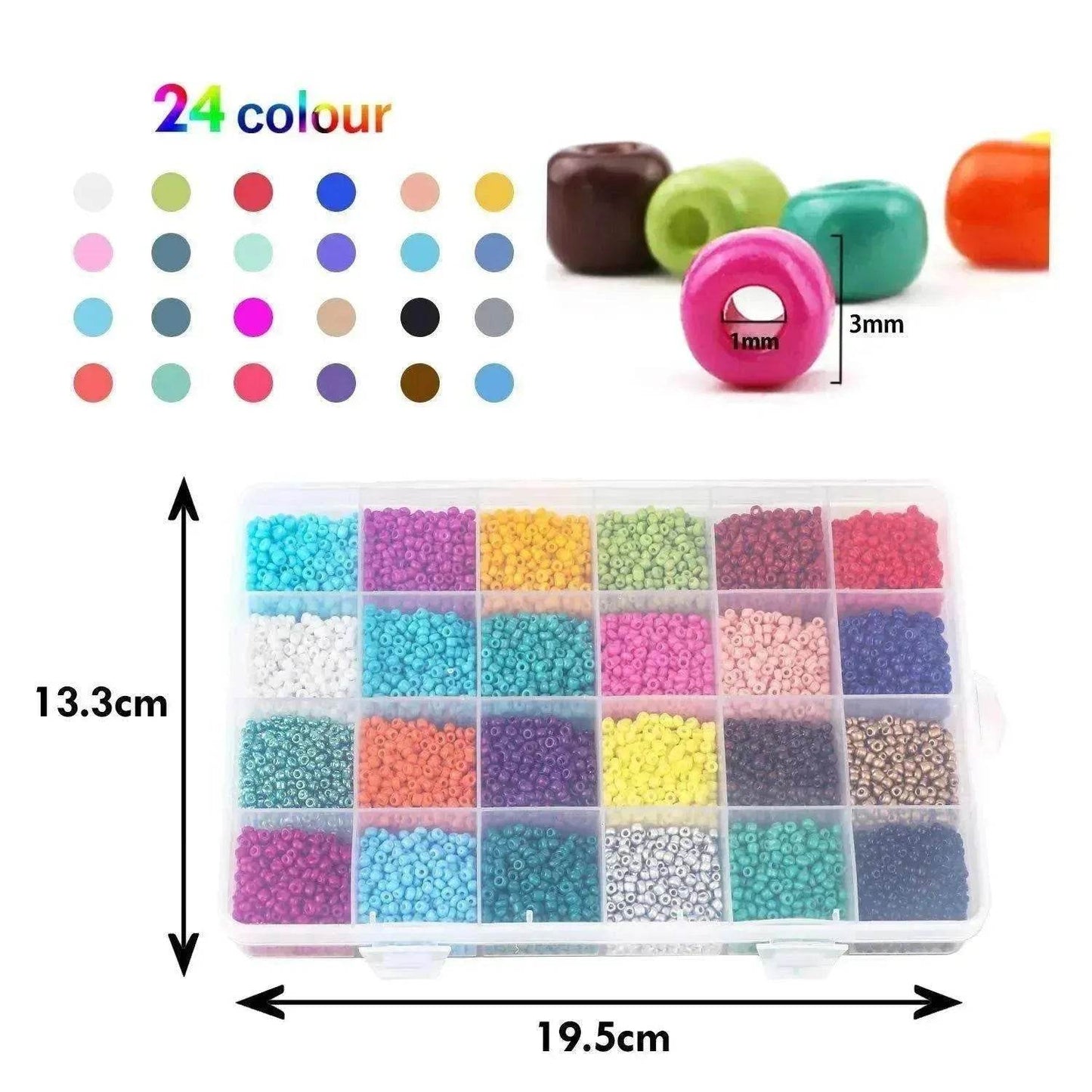 Perles teintes à noyau peintes, 24 compartiments