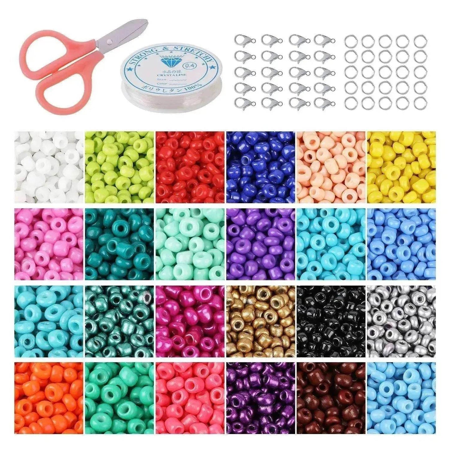 Perles teintes à noyau peintes, 24 compartiments