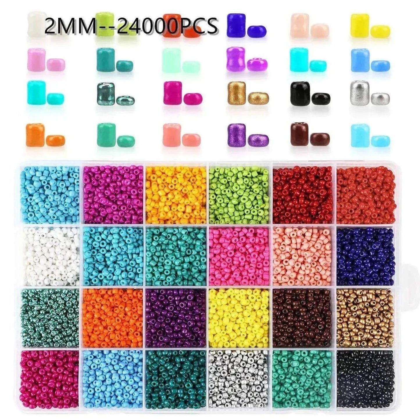 Perles teintes à noyau peintes, 24 compartiments