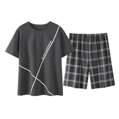 Pajamas Men's Summer Cotton Short Sleeve Shorts Suit