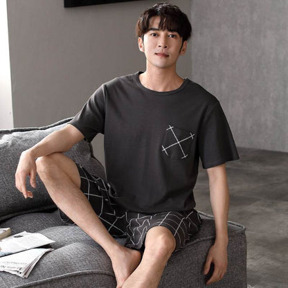 Pajamas Men's Summer Cotton Short Sleeve Shorts Suit