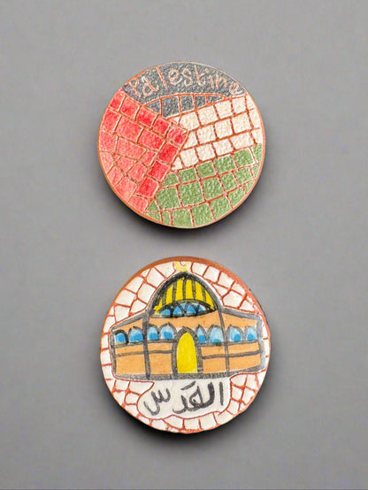 Handcrafted Mosaic Palestine Map Magnets – 4 Unique Variations