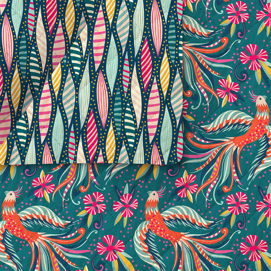 Paradise Birds Pre-Quilted Fabric - 220-25632