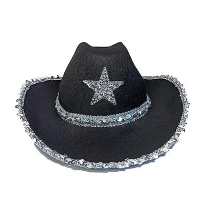 Party Black Bilateral Sequined Cowboy Hat