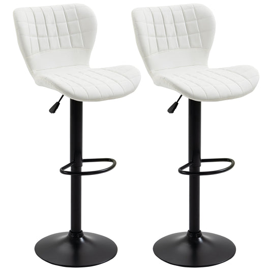 Tabourets de comptoir/bar Avion avec hauteur réglable et pivotant-Lot de 2-Blanc