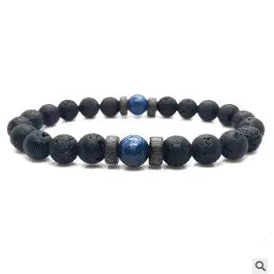 Personality Men's Black Volcanic Stone Bracelet