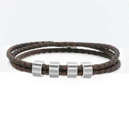 Personalized Beads Stainless steel engraved woven Hand Rope bracelet
