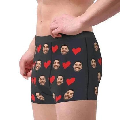 Personalized Face Photo Underwear  Custom Heart Boxer Briefs Custom Men Briefs Gift For Husband - Anniversary Gift For Dad