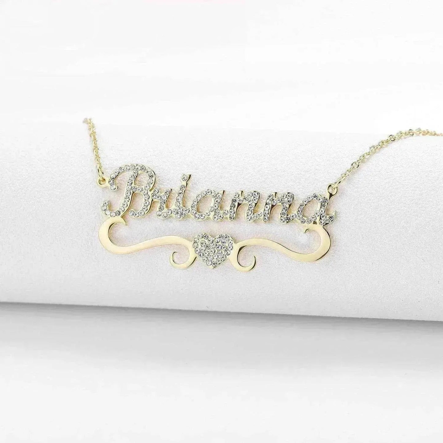 Personalized Name Heart Iced Out Pendants Necklace