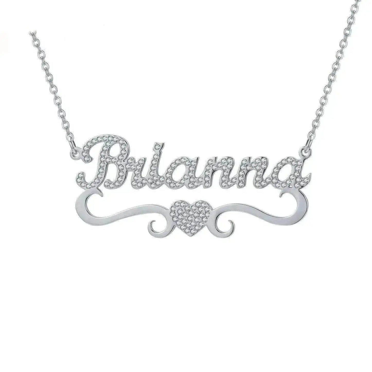 Personalized Name Heart Iced Out Pendants Necklace