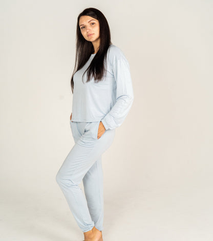 Women's Bamboo Long Sleeve Loungewear Set (Magic Cloud)