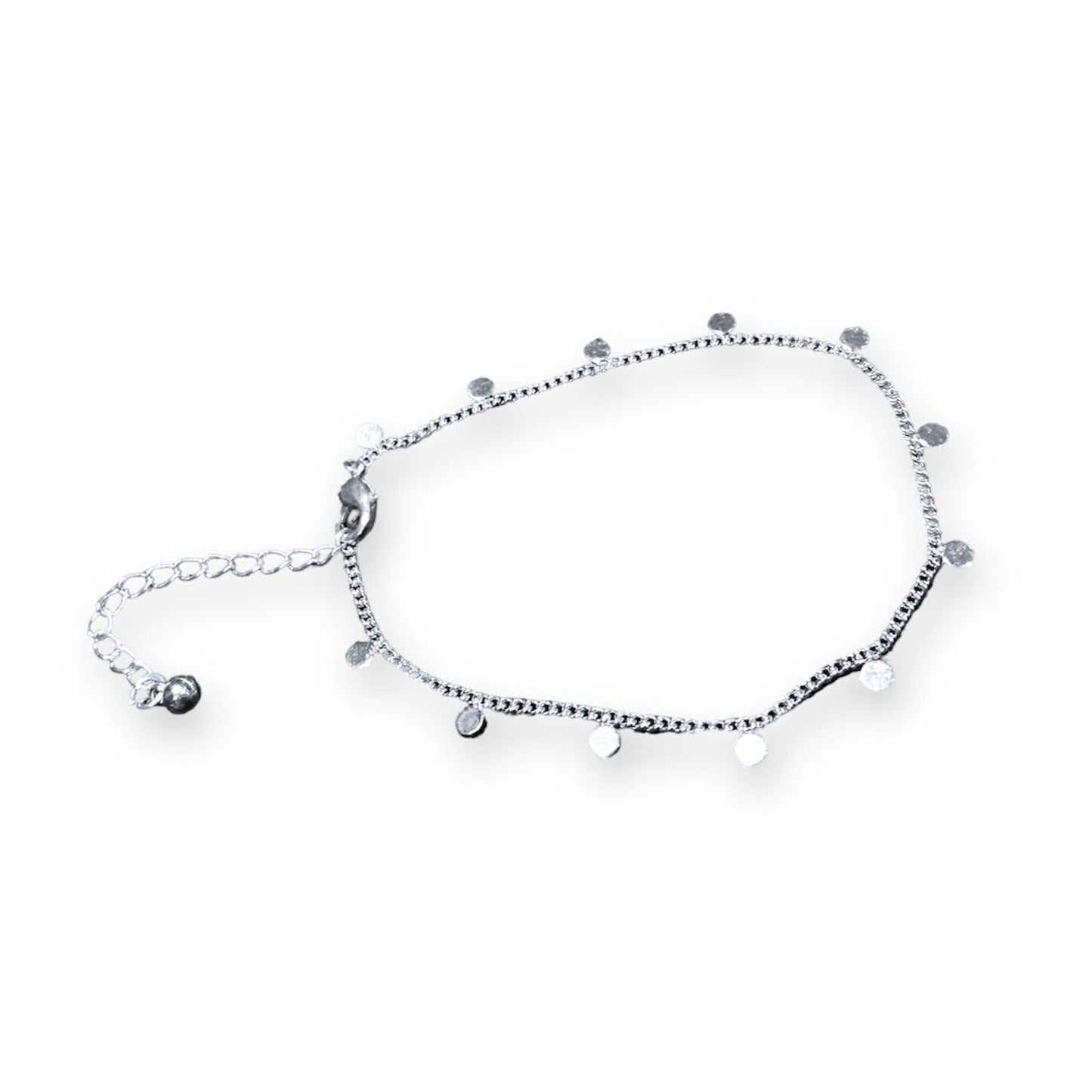 Delicate Disc & Chain Bracelet In Silver Plate