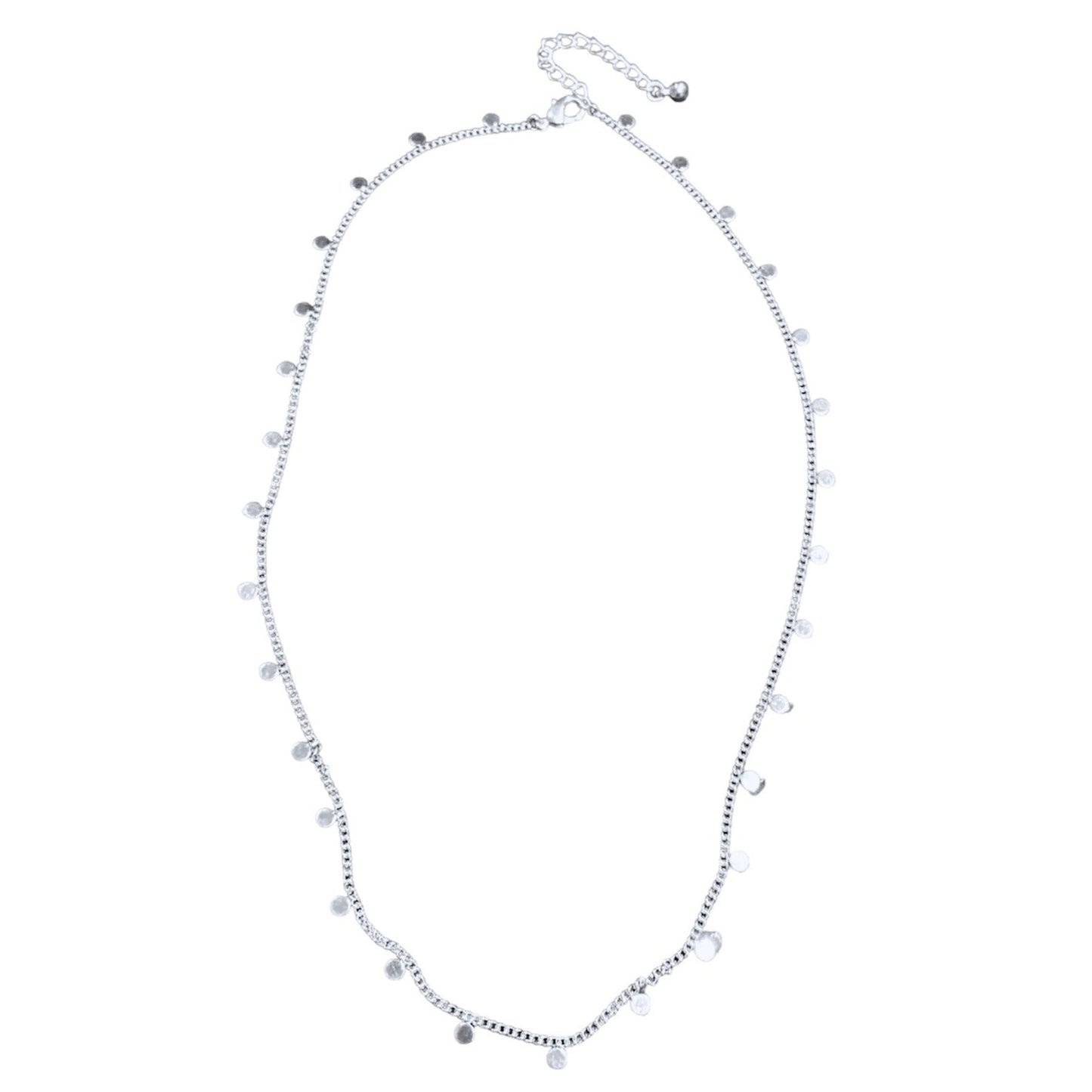 Delicate Disc & Chain Necklace In Silver Plate