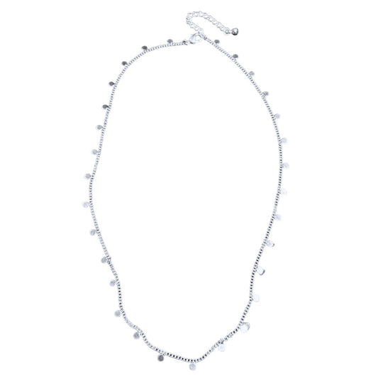 Collier délicat chaîne et disque en plaqué argent