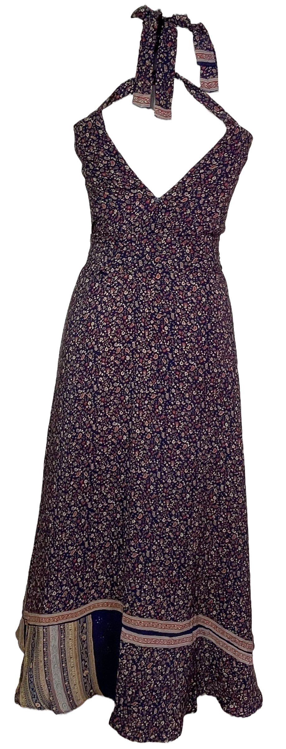 PRC7665 Robe longue en pure soie Avatar avec ceinture