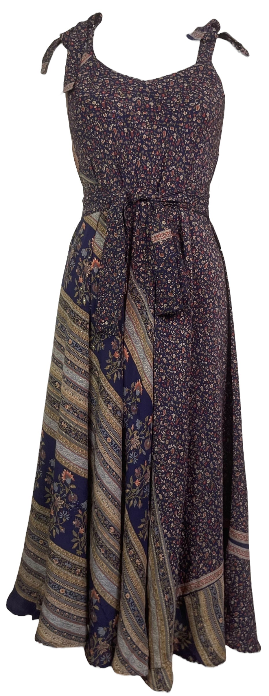 PRC7665 Robe longue en pure soie Avatar avec ceinture