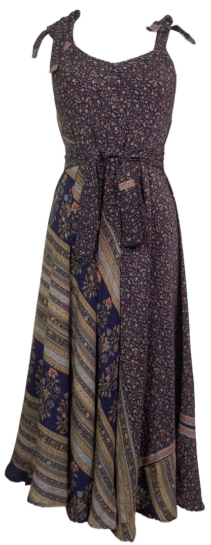 PRC7665 Robe longue en pure soie Avatar avec ceinture