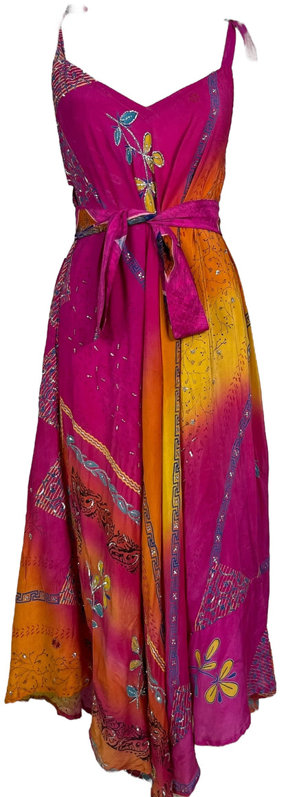 KERRI  PRC7236 Avatar Pure Silk Maxi Dress with Belt