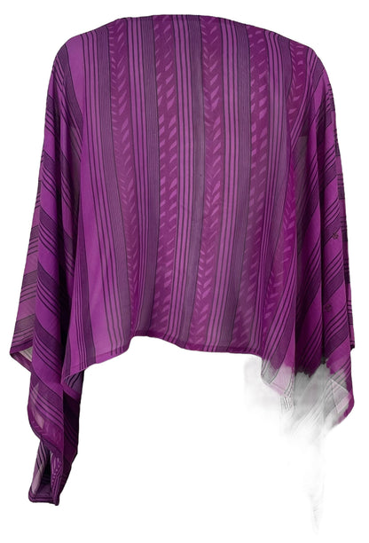 KERRI  PRG7206 Sheer Avatar Pure Silk Kimono-Sleeved Top